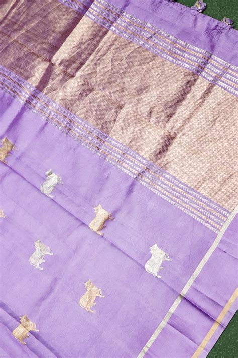 Lavender Purple Motif Katan Soft Silk Handwoven Banarasi Saree ...