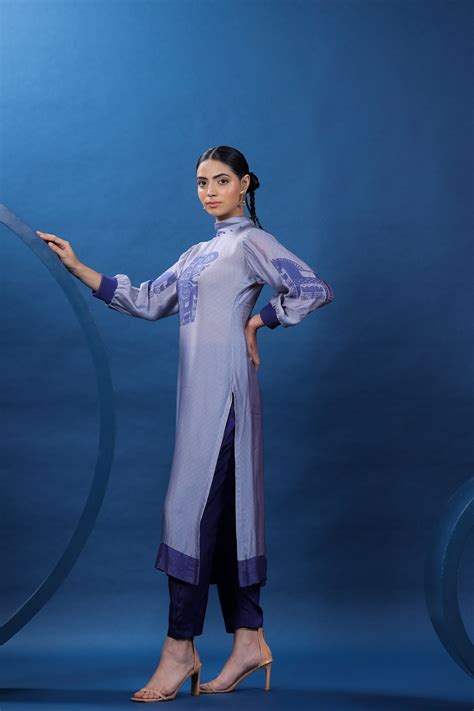 Nordic Purple Collared Tunic Set – coeurstyle