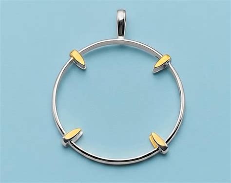 925 Sterling Silver Round Coin Bezel Pendant Blank, Coin Connector ...