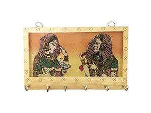 The SLR Beautiful Wooden Hand Painted 6 Hook Key Holder Wall Hanging ...