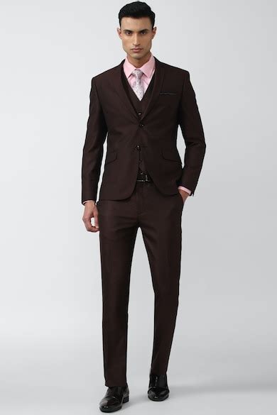 Buy Men Brown Check Super Slim Fit Party Three Piece Suit Online ...