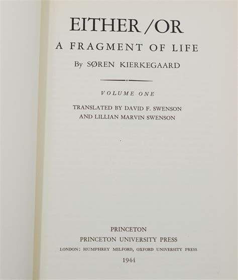 Either / Or | Soren Kierkegaard, David F. Swenson, Lillian Marvin ...