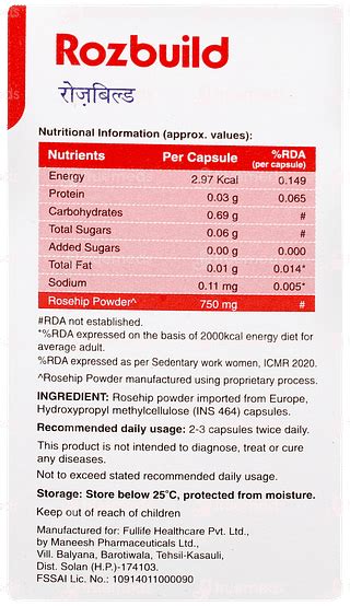 Rozbuild 750 Mg Capsules 30 - Uses, Side Effects, Dosage, Price | Truemeds