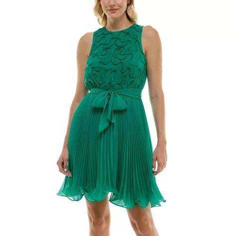 Women's Taylor Sleeveless Soutache Chiffon Fit & Flare Mini Dress