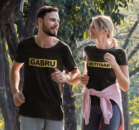 Matching Couple T Shirts - Buy Gabru Mutiyaar Printed T Shirts For ...