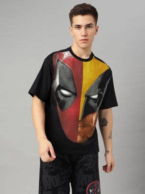 Buy Free Authority Deadpool Printed Loose Fit Black Cotton Men T-Shirt ...