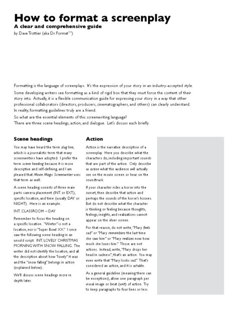 How To Format A Screenplay: A Clear and Comprehensive Guide | PDF ...