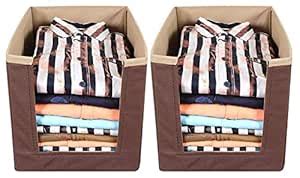 2 Pieces Non Woven Wardrobe Cloths Organizer-Shirt Stacker Storage Box ...