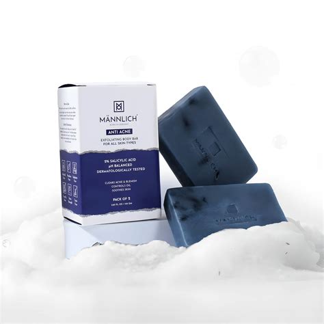 Mannlich Anti Acne Soap with 2% Salicylic Acid - 75g (Pack of 2)