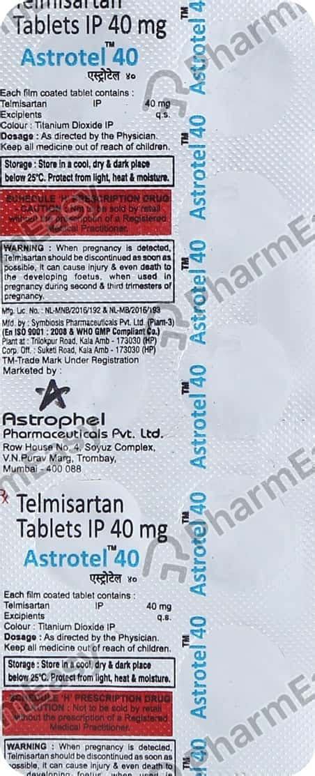 Astrotel 40 MG Tablet (10): Uses, Side Effects, Price & Dosage | PharmEasy