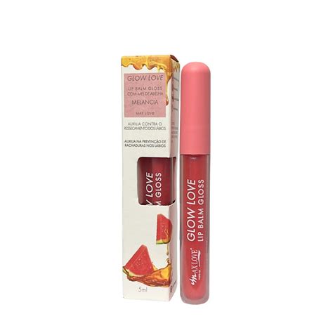 Lip Balm Gloss Com Mel de Abelha Melancia Glow Love - Max Love - Bem ...