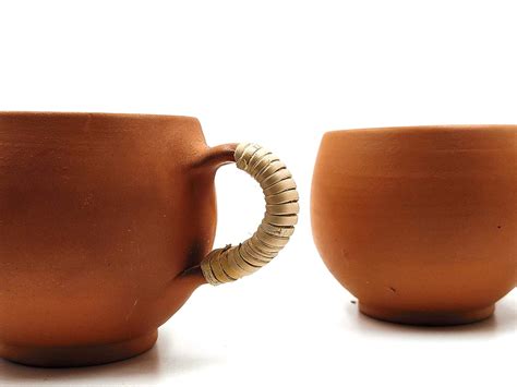 Buy calcuttacollectibles Clay Tea Cups with Cane Handle, Mitti Ke Cup ...