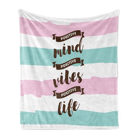 Ambesonne Saying Fleece Throw Blanket Positive Mind Vibes Life Art Pale Pink Pale Seafoam | Wayfair