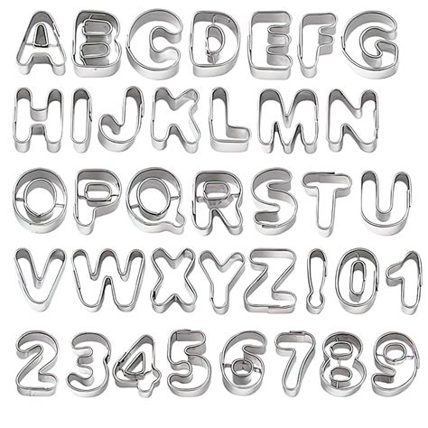 Buy Wilton Fondant Alphabet Number Cookie Cutter Cut Outs, Set of 37 ...