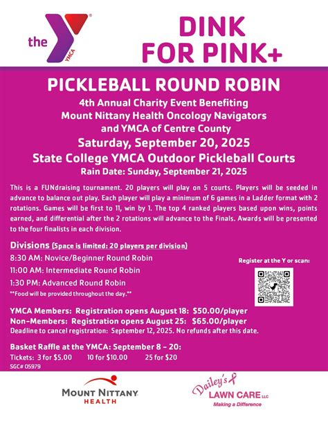 2025 Dink for Pink+ Pickleball Round Robin | State College YMCA ...
