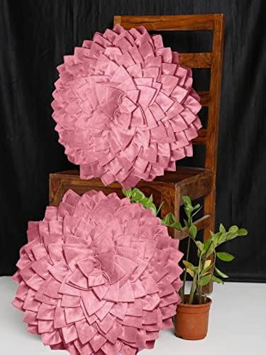 Buy CIDIZY Round Velvet Cushion Covers, 16 Inches, Set of 5, Beige ...