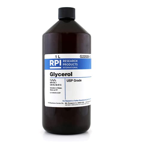 RPI Glycerol Liquid, 1 Liter Bottle, USP Grade, Used in Sample ...