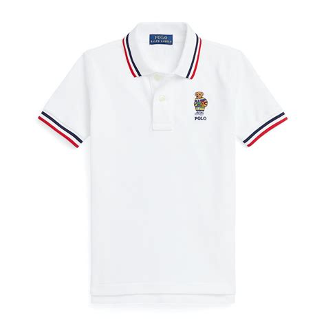 Buy Polo Ralph Lauren Boy White Polo Bear Cotton Mesh Polo Shirt Online ...