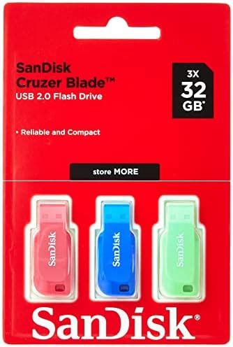 SanDisk Cruzer Blade 32GB USB Flash Drive-3-Pack-Blue/Pink/Green ...