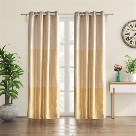 Buy Contempo Set of 2 Colourblock Room Darkening Door Curtains from ...