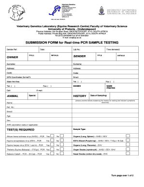 Fillable Online SUBMISSION FORM for Real-time PCR SAMPLE TESTING Fax ...