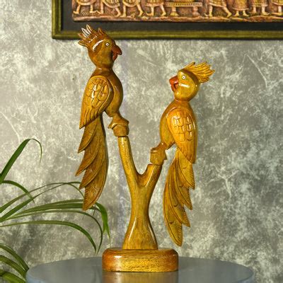 Shop Sowpeace's Hand Carved Wooden Parrot Set of Sculptures