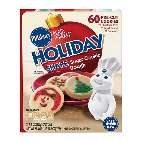 Pillsbury Holiday Shape Sugar Cookie Dough, 3 pk. | BJ's Wholesale Club
