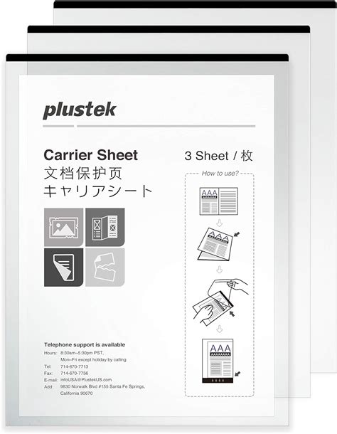 Buy Plustek A4 Letter Size Document Carrier Sheets Pack of 3 - Protects ...