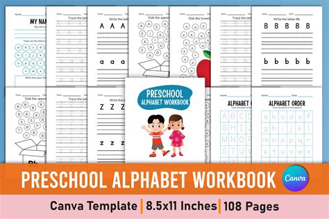 Editable Preschool Alphabet Workbook Graphic by Mustafiz · Creative Fabrica