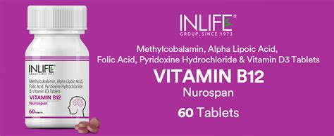 Buy INLIFE Vitamin B12 (Methylcobalamin) 1500mcg Supplement with ALA ...
