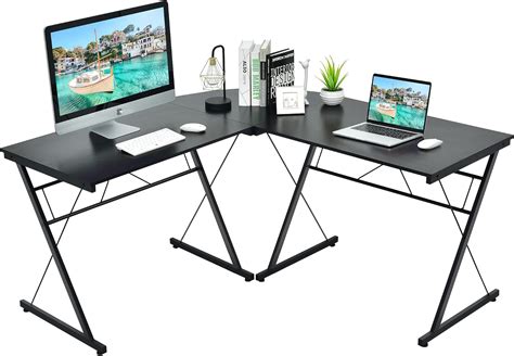 Toolsempire Buy L-Shaped Gaming Desk with CPU Stand, Brown at Ubuy India