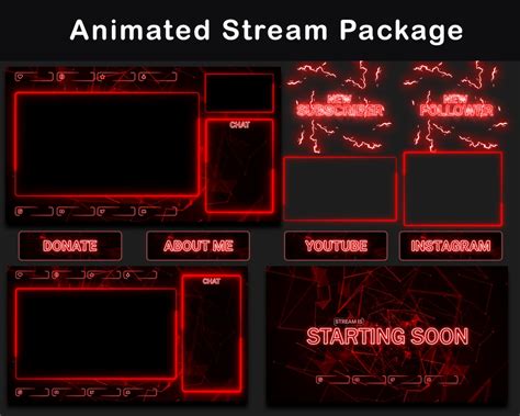 Buy Animated Stream Package Dark Red Twitch Overlay Animated Alerts ...