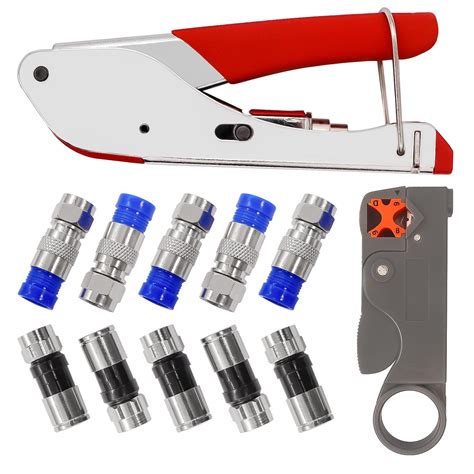 mxuteuk RG59/RG6 Coax Cable Crimper Kit Tool Coax Cable Crimper And ...