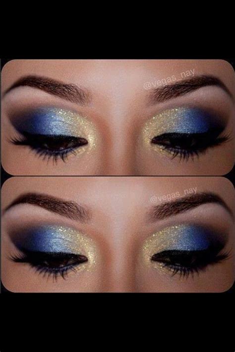 eye makeup blue and gold
