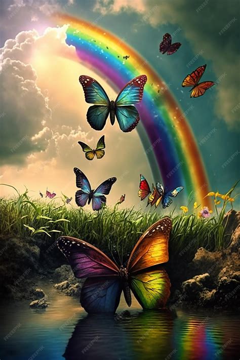Rainbows And Butterflies Wallpaper