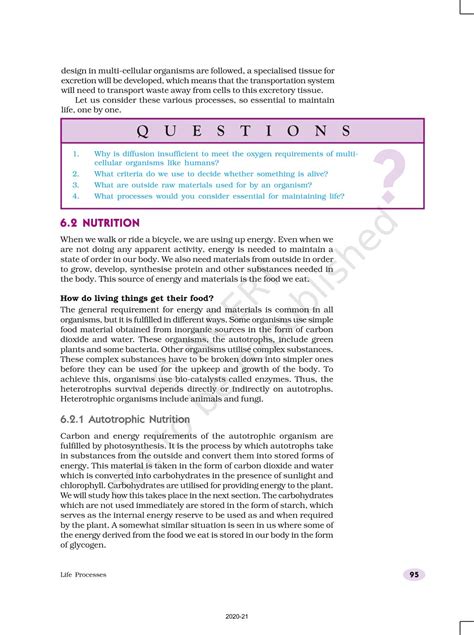 Life Processes - NCERT Book of Class 10 Science