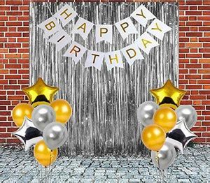 SKYWINS Birthday Banner with Fringe Curtain Metallic and Star Shape ...