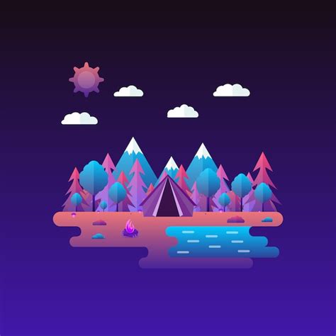 Beautiful forest scene. | Premium Vector