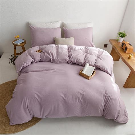 Amazon.com: ECOCOTT Light Purple Duvet Cover Queen Size - 100% Washed ...