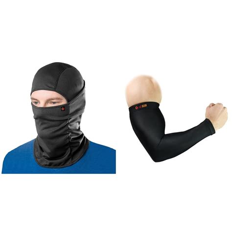 Le Gear Arm Sleeves & Face Mask Combo (Black) : Amazon.in: Beauty