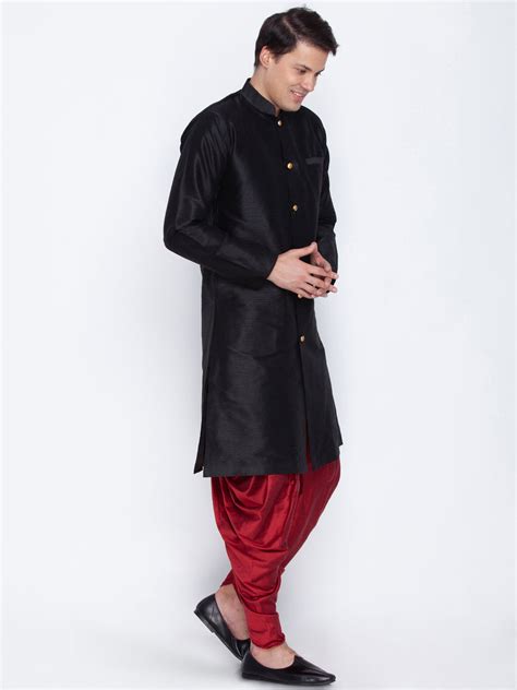 VASTRAMAY Men's Black Silk Blend Sherwani Set – vastramay