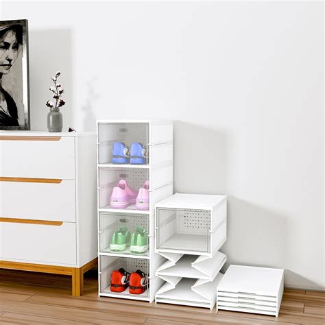 Kuber Industries Plastic 4 Layer See Through Foldable Closed Shoes ...