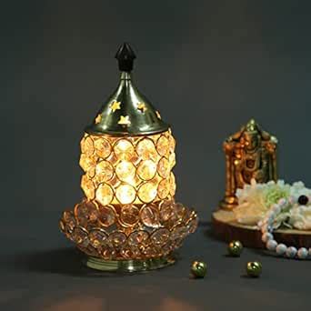 Buy CraftVatika Brass Diya for Puja - Crystal Akhand Diya Oil Puja Lamp ...