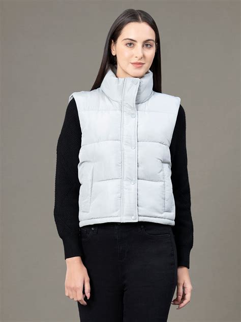 Stand Collar Sleeveless Jacket for Women | Redtape