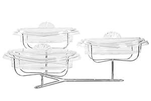 Adorn Home Crystal Clear 3 Tier Serving Platter with Lids | Display ...