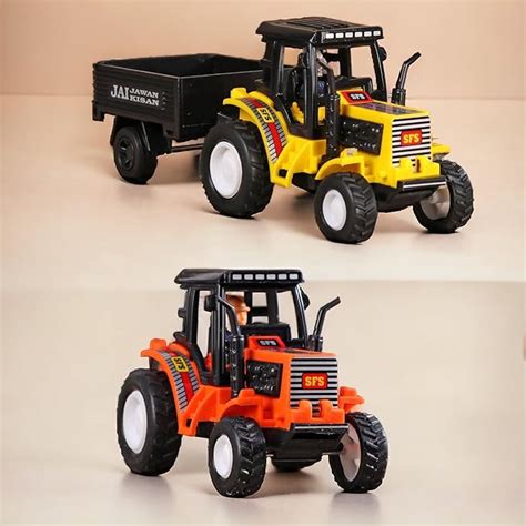 Toys Treasure Combo of Pull Back Miniature Indian Tractor & Tractor ...