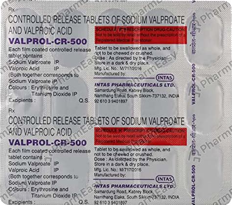 Valprol Cr 500 MG Tablet (15): Uses, Side Effects, Price & Dosage ...