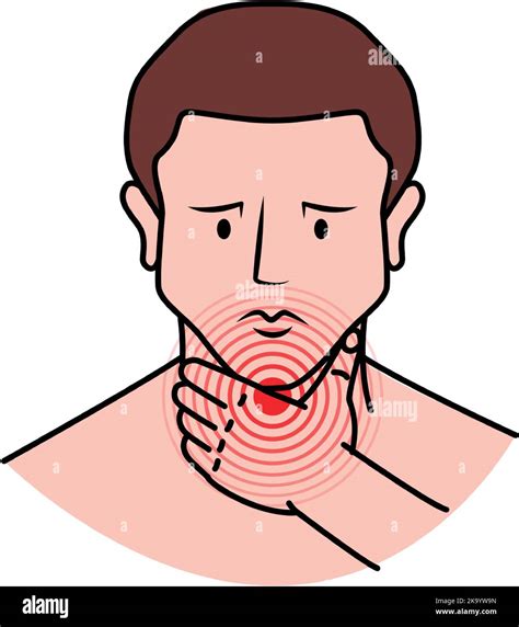 Pain in the human throat. Pain in human body. Human sore throat. Vector illustration. Neck ...