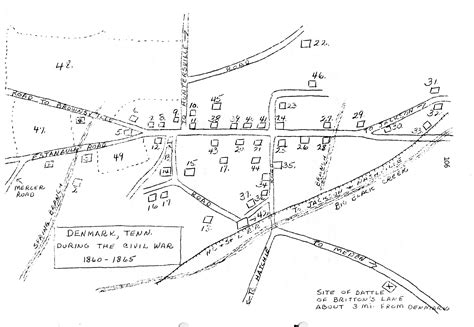 Map of Denmark, Tennessee During the Civil War