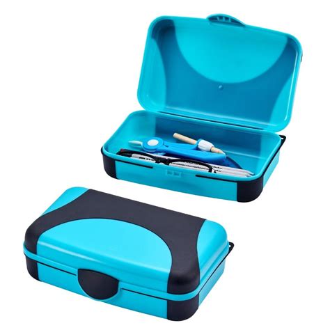 It's Academic Hard Plastic Pencil Box, Turquoise and Black | PaperPro